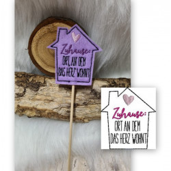 Stickdatei ITH - Blumenstecker Zuhause